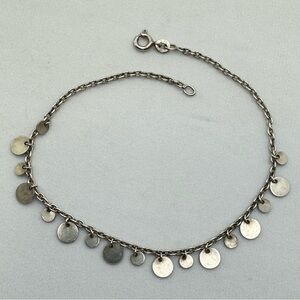 Sterling Silver 9” Disc Charm Bracelet 925 Dangle Disc Chain Minimalist Cute